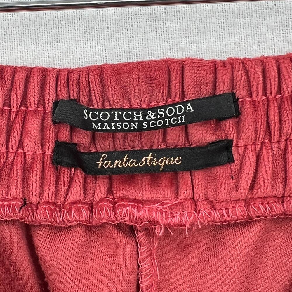 SCOTCH AND SODA The Peaks Velour Crop Track Pants Womens M Red Mid Rise Straight - Picture 11 of 16